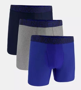 Under Armour UA 3 Pack Performance Tech 6" Boxerjock Three Boxer Briefs Blue - Picture 1 of 1