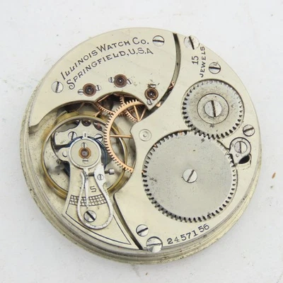 Movimiento Reloj Bolsillo Illinois 16 Talla 15 Joya Caza Foto 1 de 4