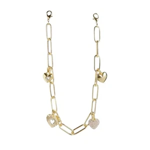 BaubleBar Hera Pave Heart Charm Phone Wrist Strap Gold Tone Rhinestone - Picture 1 of 4