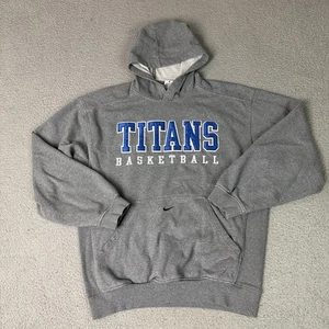 Nike Titans Basketball Center Swoosh Hoodie Sweatshirt Medium Gray Spellout Y2K - Picture 1 of 10