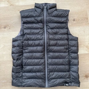 Herren REI Daunen isoliert leicht wattiert durchgehender Reißverschluss Weste Erwachsene Medium grau - Bild 1 von 9