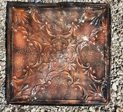 ANTIQUE METAL TIN CEILING TILE 24” X 24" SALVAGED VINTAGE  - Image 1 of 2