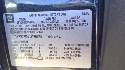 Rear Wiper Motor VIN J 11th Digit Limited Fits 08-17 ACADIA 3844289 Foto 1 de 4