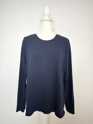 Time and Tru Womens T-Shirt Size XL Navy Blue Crew Neck Long Sleeves - Image 1 of 4