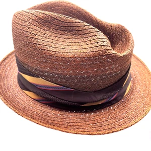 Hat Vintage Lee Fifth Avenue Milan Straw Fedora Hat Long Oval Size 7 1/8   Rust - Picture 1 of 5