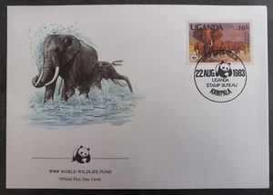 1983 Uganda World Wildlife Fund FDC 30Sh Stamp cd Kampala - Picture 1 of 2