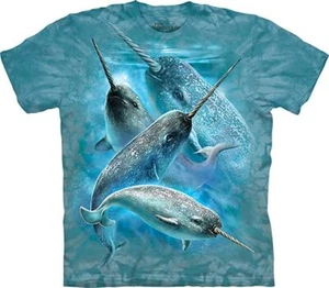 Camisa azul océano The Mountain Narwhal unicornio ballena delfín narvales colmillo 3X-5X - Imagen 1 de 3