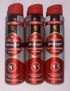 3~Old Spice Dry Spray Antiperspirant Deodorant Spray Swagger, 4.3oz Exp 8/26+ - Picture 1 of 1