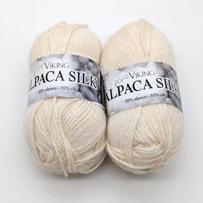 Viking of Norway Alpaca Silk 2 Skeins 400 Ivory 50g Each 50% Alpaca / 50% Silk - Изображение 1 из 4
