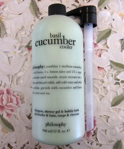 ~PHILOSOPHY~3 in 1 SHOWER GEL~BASIL CUCUMBER COOLER~ w/ Pump~32 OZ-HUGE *NEW* - Picture 1 of 1