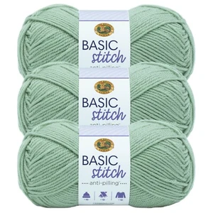 (3 Pack) Lion Brand Yarn 202-173A Basic Stitch Anti Pilling Yarn, Sage - Picture 1 of 4