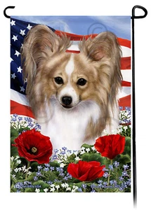 Patriotic Flowers Garden Flag - Lemon and White Papillon - Picture 1 of 1