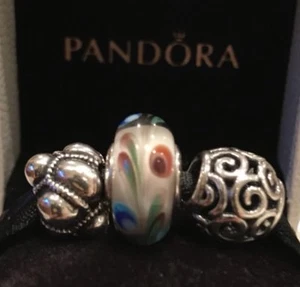 Authentic Pandora Charms Set Of 3. Openwork, Journey, Folklore Murano Glass - Picture 1 of 4