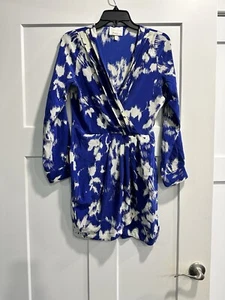Yumi Kim 100% silk low plunge vneck/snap dress size medium floral print boutique - Picture 1 of 16