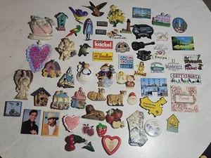 62 Vintage Magnets Vacation Travel, Hershey's, Christmas, Birds, Elvis, and more - Picture 1 of 12