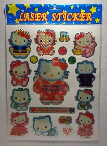 10 PACKS HELLO KITTY LASER HOLO FOIL STICKERS *BIRTHDAY PARTY FAVORS* SET LOT - Picture 1 of 1