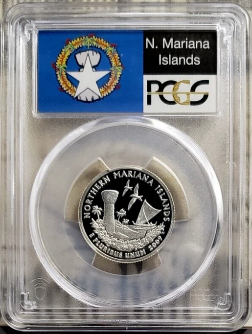 :2009 S S25C WASHINGTON NORTHERN MARIANA QUARTER PCGS PR 70 DCAM SILVER TOP POP - Image 1 of 2