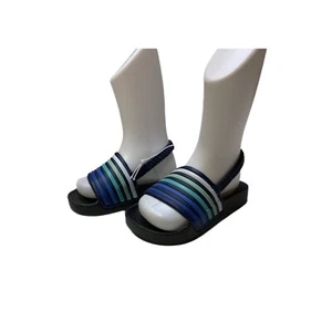 NWOT Blue Stripe Elastic Slide Sandals Size 7 Toddler - Picture 1 of 3