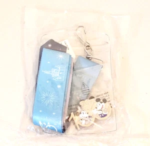 Disney 100 Years Anniversary Mickey and Minnie Blue Lanyard with Pin NEW - Picture 1 of 3