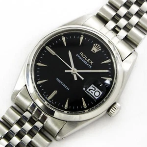 Vintage Rolex Oysterdate Precision 6694 schwarzes Zifferblatt Herren Stahl Uhr - Bild 1 von 12