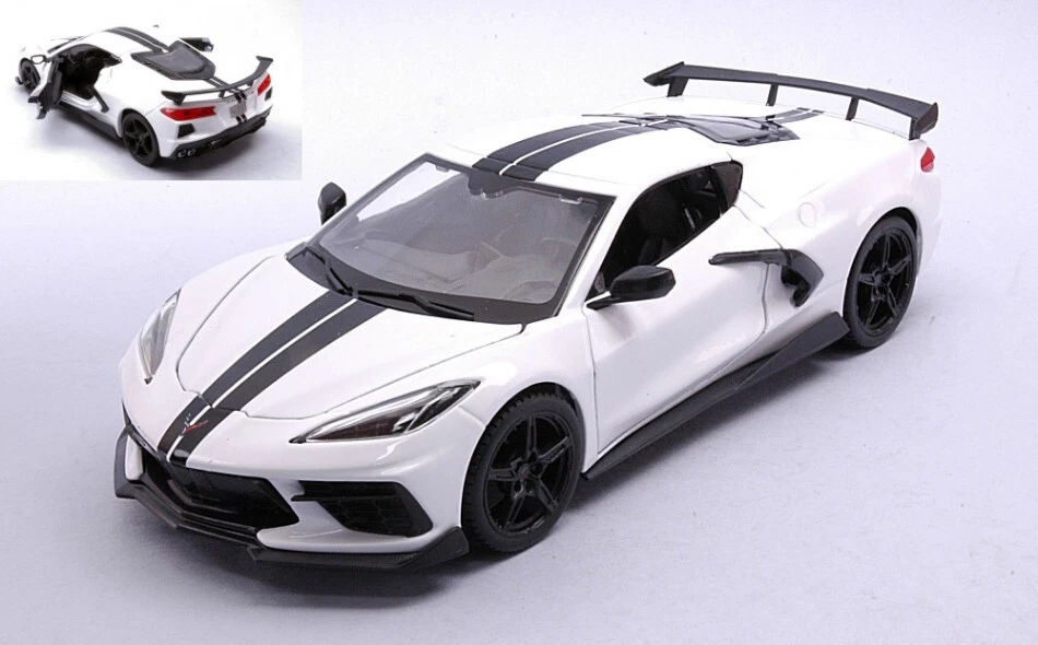 Maisto CHEVROLET CORVETTE STINGRAY COUPE' HIGH WING 2020 WHITE 1:24 - Imagen 1 de 1