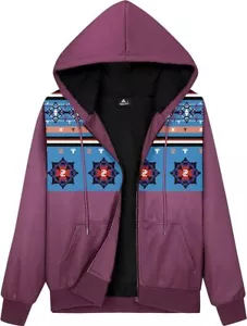 Women's Zip Up Hoodie, Sherpa Lined, Large - Picture 1 of 5