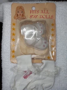 Vintage Babydoll Shoes Socks White/pink Dots/lace Carolee Creations Dol-wear New - Picture 1 of 11