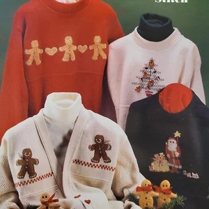 Sue Hillis An Old Fashioned Christmas Sweater Duplicate Cross Stitch DS 112 Vtg - Picture 1 of 5