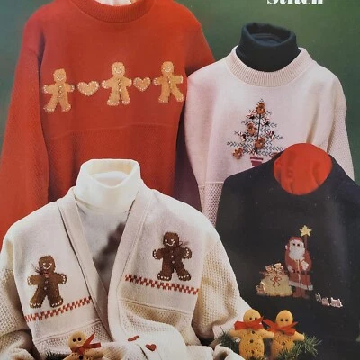 Sue Hillis An Old Fashioned Christmas Sweater Duplicate Cross Stitch DS 112 Vtg - Image 1 of 4