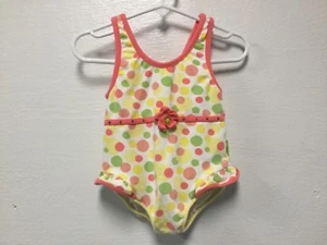 Le Tops Baby Girl One Piece Swimsuit Size 24 Months Pink White Polkadots 152 - Picture 1 of 6
