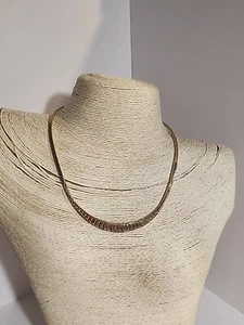 Vintage Solid 14K 3-Color Striped Gold Flat Choker Necklace 16" Italy 20.6gr - Picture 1 of 6