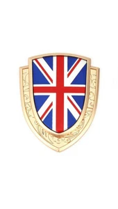UK Flag Gold Colour Car Badge - Picture 1 of 1