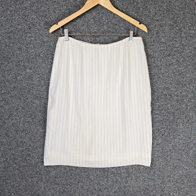 George Gross Womens Pencil Skirt Size 16 White Striped - Image 1 of 4