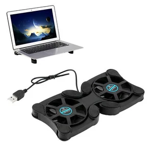 Foldable Cooling Fan CPU Cooler Pad 2 Fans Quiet Stand Double Fans For 7-15 Inch - Picture 1 of 10