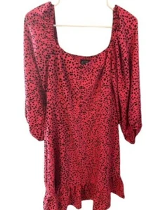 Scoop Womens Long Sleeve Faux Button Up Spotted Mini Dress Pink Size Medium - Picture 1 of 11
