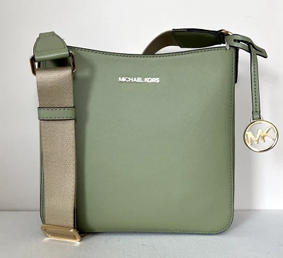 New Michael Kors Jet Set Travel Small Messenger Bag Faux Leather Light Sage - Image 1 of 4