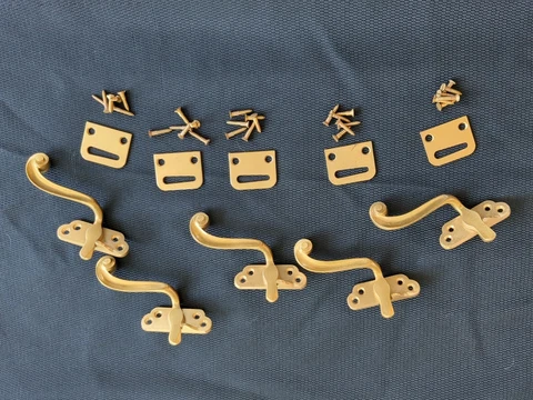 5 Vintage Window Casement Fasteners,  Sargent, P388 left Bronze Plated w/Box Cover