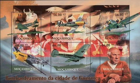 Bombardment Guernica Stamp Aircrafts Pablo Picasso Messerschmitt S/S MNH #5589 Cover
