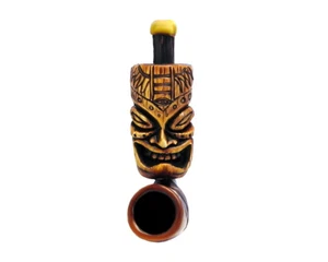Máscara Kane Tiki hecha a mano tabaco fumar mini pipa dios polinesio tropical hawaiano - Imagen 1 de 6