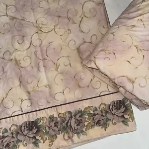 2 Pc Croscill Chambord Cassis Purple Roses Full Flat & Fitted Sheet Set - Picture 1 of 3