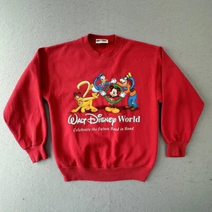 VINTAGE Disney World Sweater Youth Medium Red 2000 Y2K Sweatshirt Crewneck - Picture 1 of 9