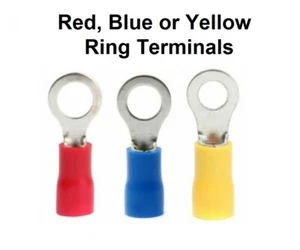 Red / Blue / Yellow Insulated Crimp Ring Terminal Connector Electrical Connector - Picture 1 of 4