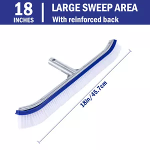 18 inch Pool Cleaning Wall Brush With Aluminum Back Easily Sweep Pool Algae - Picture 1 of 12