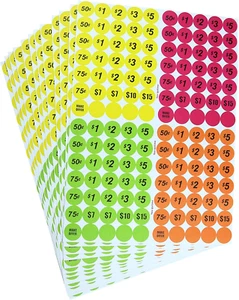 Garage Sale Price Stickers Pack of 4060 3/4" Round Bright Colors Label Stickers - Picture 1 of 12