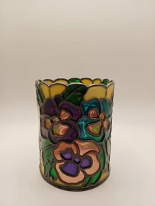 Kerzenlampenschirm Bleiglas Blumen - Bild 1 von 9