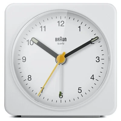 Braun BN-BC03W Large White Square Quartz Alarm Classic Travel Clock - Image 1 of 2