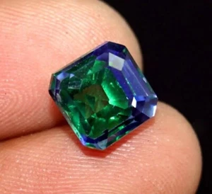 9.85 CT Natural Bi-Color Pitambari Sapphire Asscher Cut Loose Certified Gemstone - Picture 1 of 6
