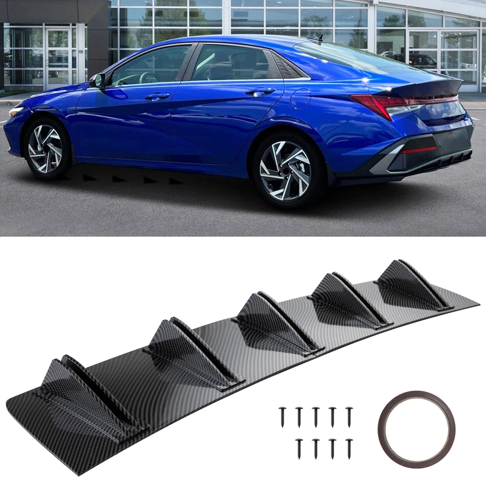For Hyundai Sonata Elantra Carbon Rear Lip Bumper Diffuser Shark Fin Spoiler 32" Foto 1 de 4