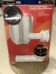 (1)- Do it Foot Lok Stop Plastic Bath Drain with Brushed Nickel Trim - Picture 1 of 7