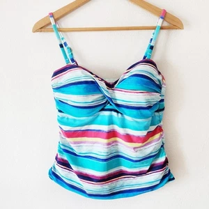 2Bambus Damen Tankini Schwimm Oberteil gepolstert verstellbarer Träger Gr. L mehrfarbig Regenbogen. - Bild 1 von 4